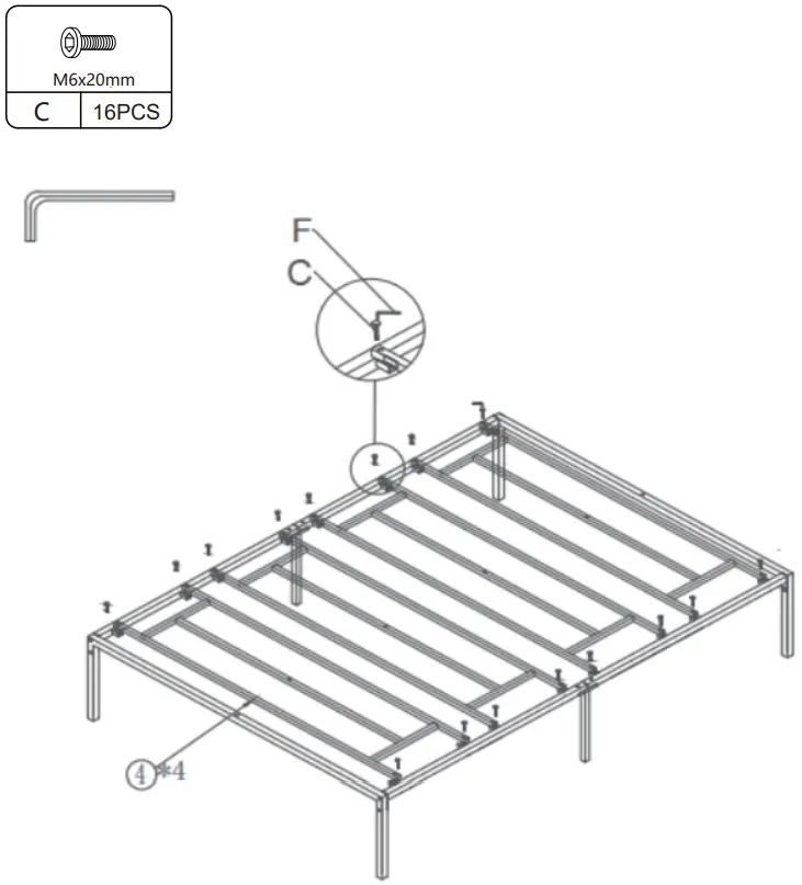 JAXPETY HG61Y0742 14 Inch High Full Size Metal Bed Frame W Clips - STEP 3