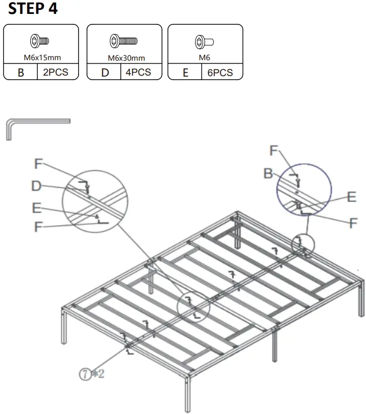 JAXPETY HG61Y0742 14 Inch High Full Size Metal Bed Frame W Clips - STEP 4