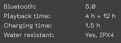 Nomadelic 23905 Active 650 True Wireless Sport Earbuds User Manual - Specifications