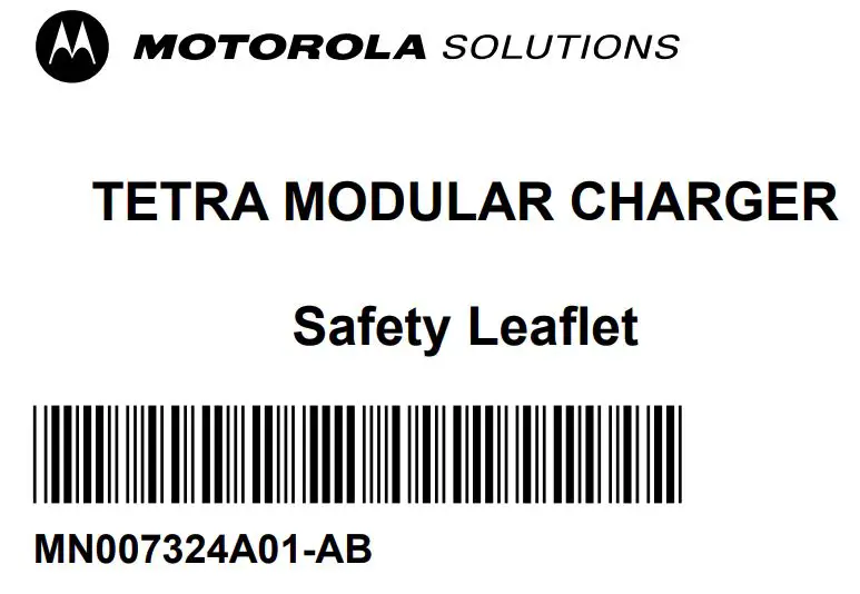 motorola MN007324A01 Trtra Modular Charger Instructions