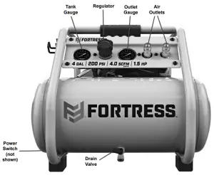 FORTRESS 56339 4 Gallon 200 PSI High Performance Hand Carry Jobsite Air Compressor - figure 2