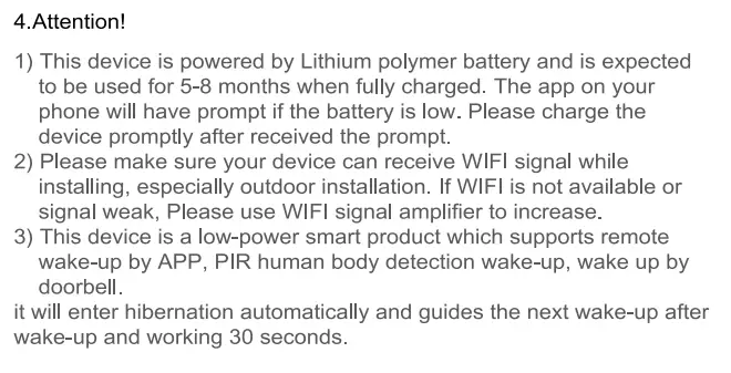 TOPVISION X11 Security Camera User Guide - Attention