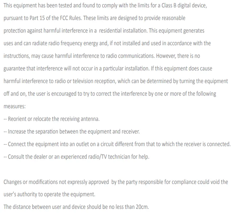 TOPVISION X11 Security Camera User Guide - FCC Statement