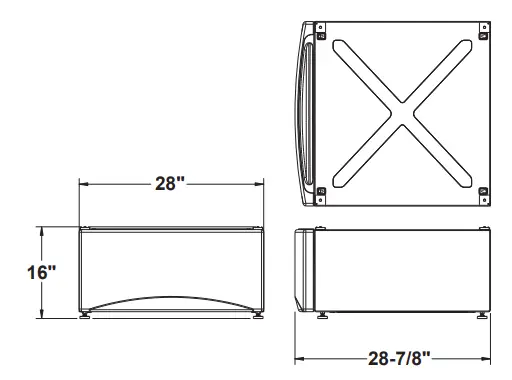 GE Profile PFD95GSPTDS 7.8 cu. ft. Capacity Smart Front Load Gas Dryer with Steam and Sanitize Cycle - PEDESTAL DIMENSIONS