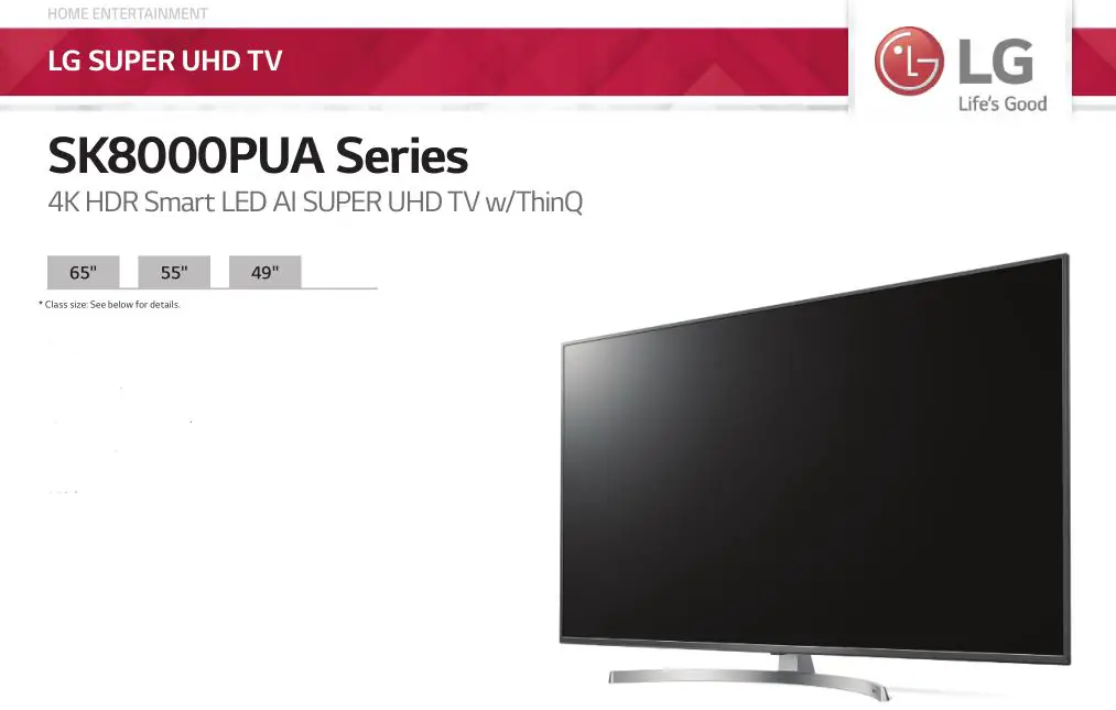 4K HDR Smart LED AI SUPER UHD TV SK8000PUA Specifications Manual