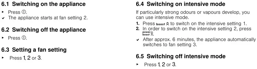 BOSCH DWF97RV60B Wall-Mounted Cooker Hood - Basic operation 1