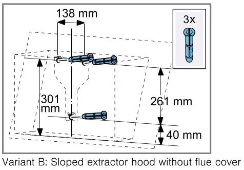 BOSCH DWF97RV60B Wall-Mounted Cooker Hood - Preparing the wall 2