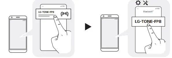 TONE-FP8W Bluetooth LG Stereo Headset Owner's Manual - Open the cover of the charging case with the earbuds