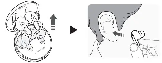 TONE-FP8W Bluetooth LG Stereo Headset Owner's Manual - Separate the earbuds from the charging case