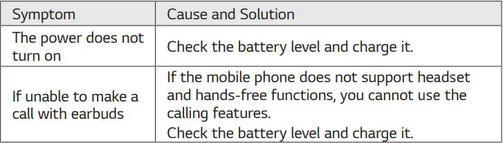 TONE-FP8W Bluetooth LG Stereo Headset Owner's Manual - Troubleshooting