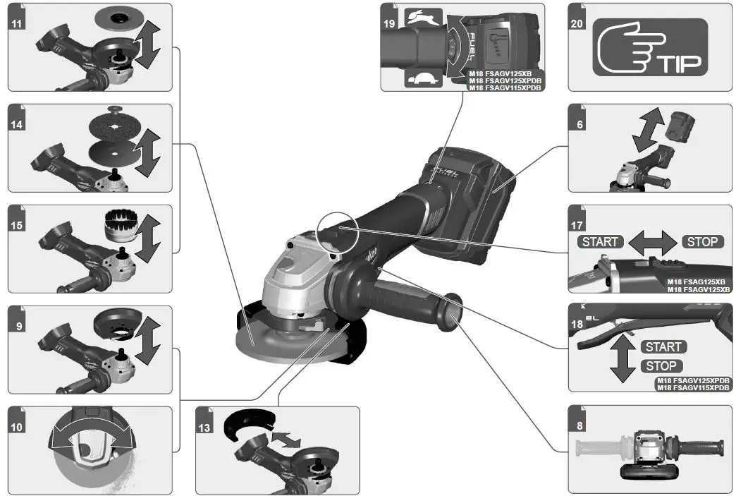 milwaukee M18 FSAG125XB Cordless 125mm Angle Grinder 1