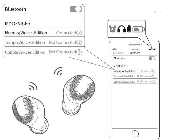 TEZO TT11B Nutmeg Wolves TWS Bluetooth Earbuds 03