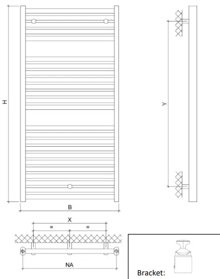 XIMAX 2273BTU Bristol Single Panel Towel Radiator-fig5