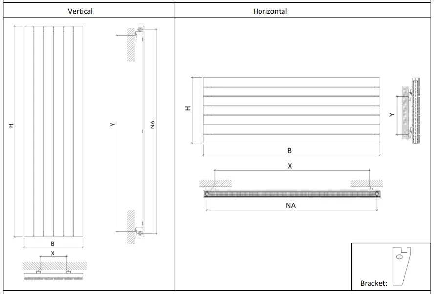 XIMAX 2273BTU Bristol Single Panel Towel Radiator-fig7
