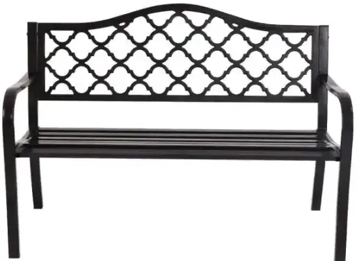 WELLFOR HW-HGY-67395 2 Seat Black Metal Outdoor Bench-fig1