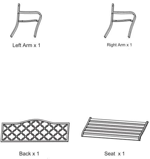 WELLFOR HW-HGY-67395 2 Seat Black Metal Outdoor Bench-fig2