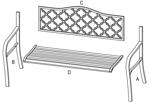 WELLFOR HW-HGY-67395 2 Seat Black Metal Outdoor Bench-fig3