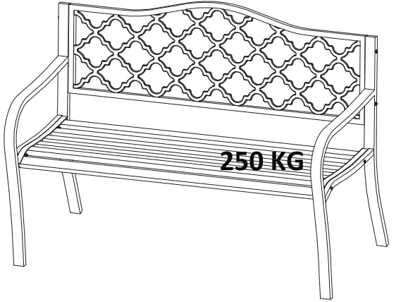 WELLFOR HW-HGY-67395 2 Seat Black Metal Outdoor Bench-fig8