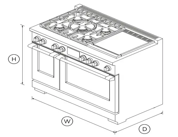 FISHER PAYKEL RDV3 485GD L Dual Fuel Range 48 5 - DIMENSIONS