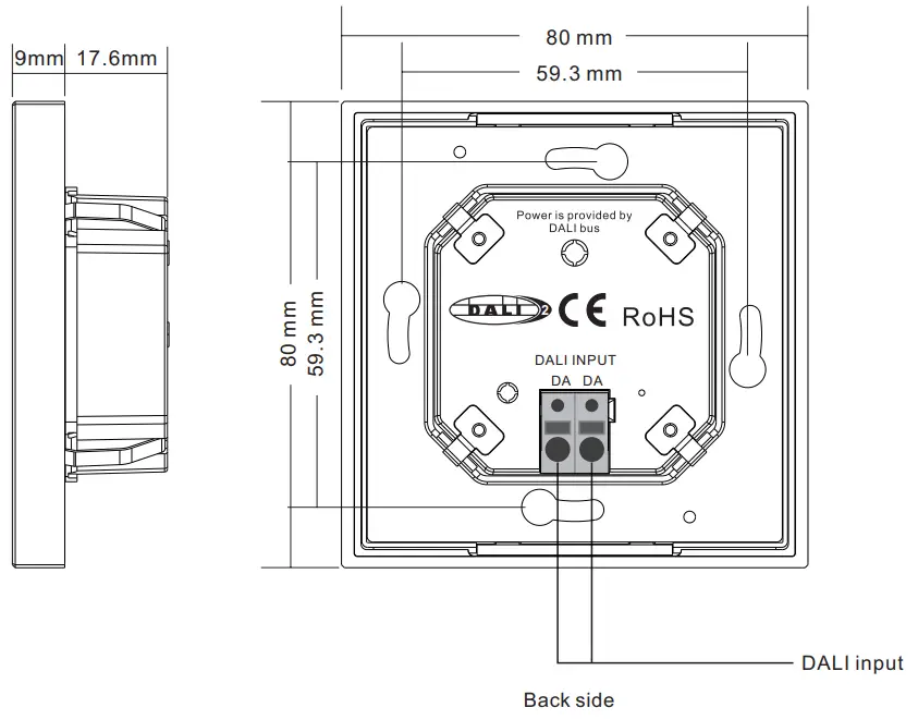 SUNRICHER SR-2422NK4-DA2 4 Key Push Button DALI Wall Switch - fig