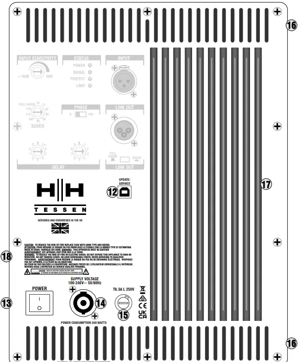 HH Electronics TNA-1800SA 18 Inch Active Subwoofer - CONTROL PANEL1
