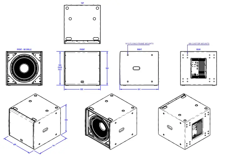 HH Electronics TNA-1800SA 18 Inch Active Subwoofer - DIMENSIONS