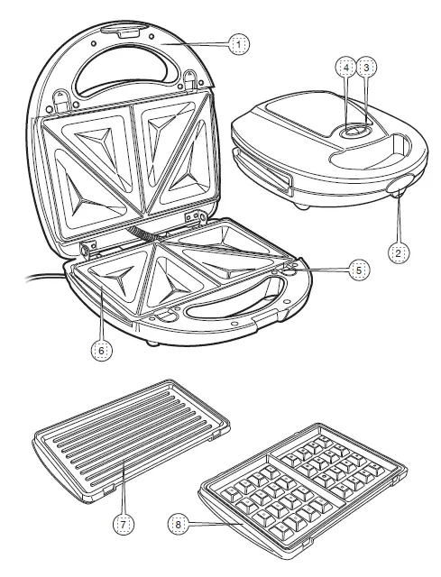 VonHaus 2000120 3 in 1 Toastie Sandwich Maker for Panini and Waffles-1