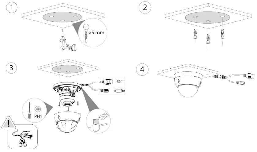 Cable going through the side cable tray