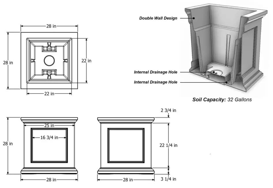 MAYNE 8800 Fairfield 28in Square Planter-1