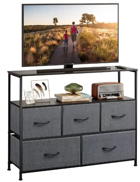 WLIVE-ASNG044-Fabric-5-Drawer-Low-Storage-Cabinet-with-Open-Shelf-PRO