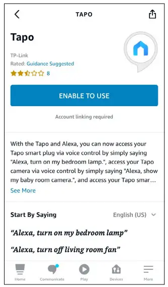 tp-link Tapo P110 Mini Smart Wifi Socket - ENABLE