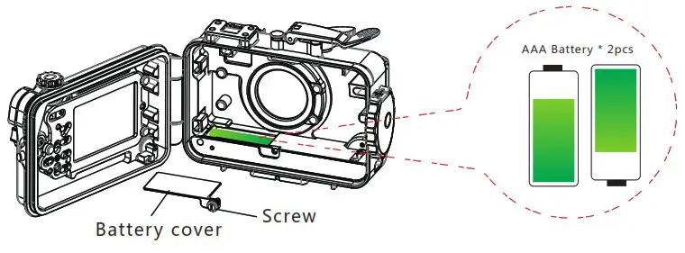 WEEFiNE WFH TG 6 Waterproof Case - BATTERY APPLICATION 1