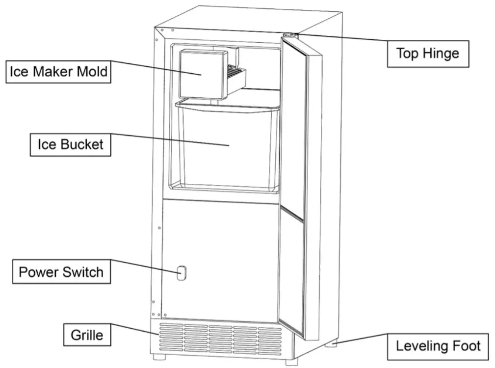 EDGESTAR Undercounter Crescent Ice Maker Owner's - Front View