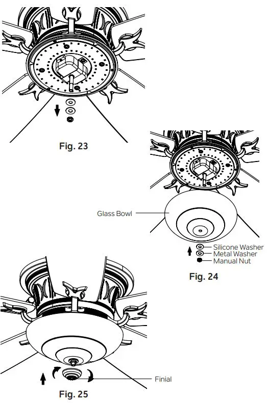 KICHLER 300325 56 Inch Crescent Ceiling Fan Brushed Nickel Instruction Manual - Fig 23,24,25