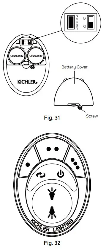 KICHLER 300325 56 Inch Crescent Ceiling Fan Brushed Nickel Instruction Manual - Fig 31,32