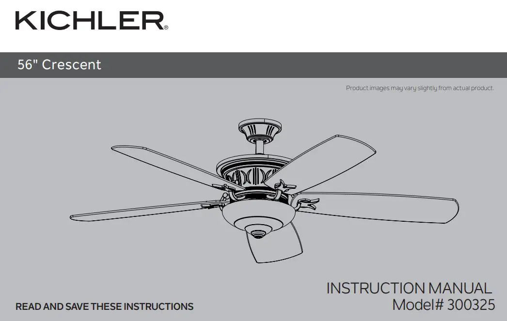 KICHLER 300325 56 Inch Crescent Ceiling Fan Brushed Nickel Instruction Manual