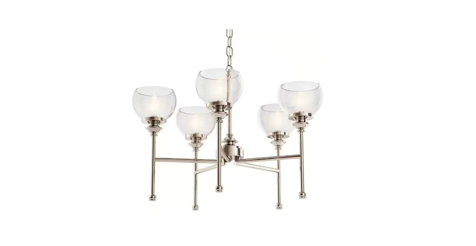 Kichler 1007577383 Lecelles 5 Light Polished Nickel Round Chandelier Instructions