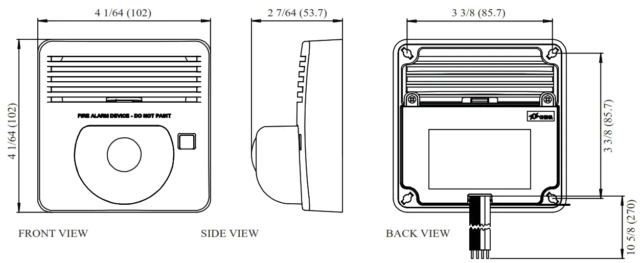 POTTER SB24 SERIES Select-A-Strobe - Dimensions