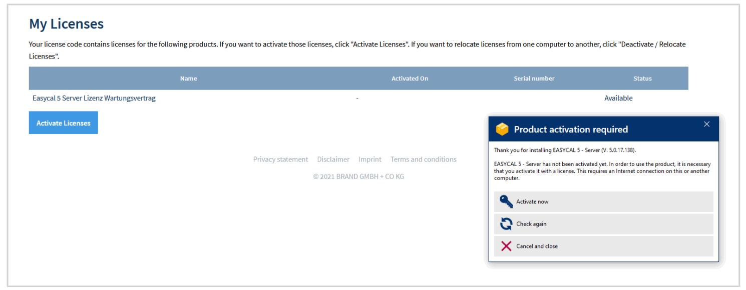 BRAND EASYCAL 5.0 Calibration Software - my License
