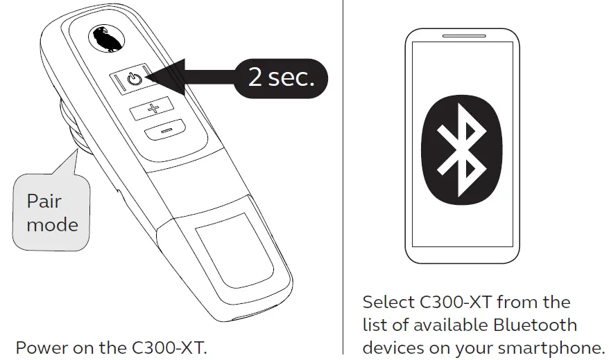 blueparrott C300-XT MS Noise Cancelling Bluetooth Headset how to pair