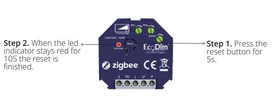EcoDim Eco-Dim.10 Zigbee 250W Smart LED Dimmer User Manual - Factory Reset