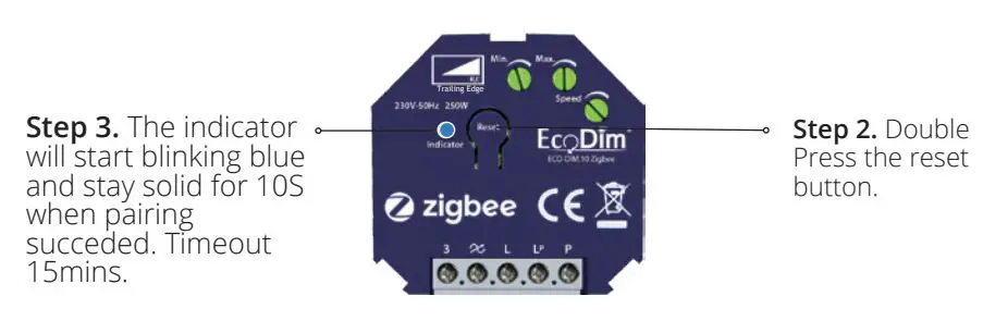 EcoDim Eco-Dim.10 Zigbee 250W Smart LED Dimmer User Manual - Inclusion to a Zigbee Network