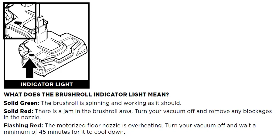 BRUSHROLL INDICATOR LIGHT