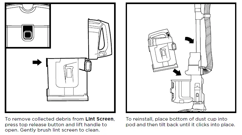 EMPTYING THE DUST CUP
