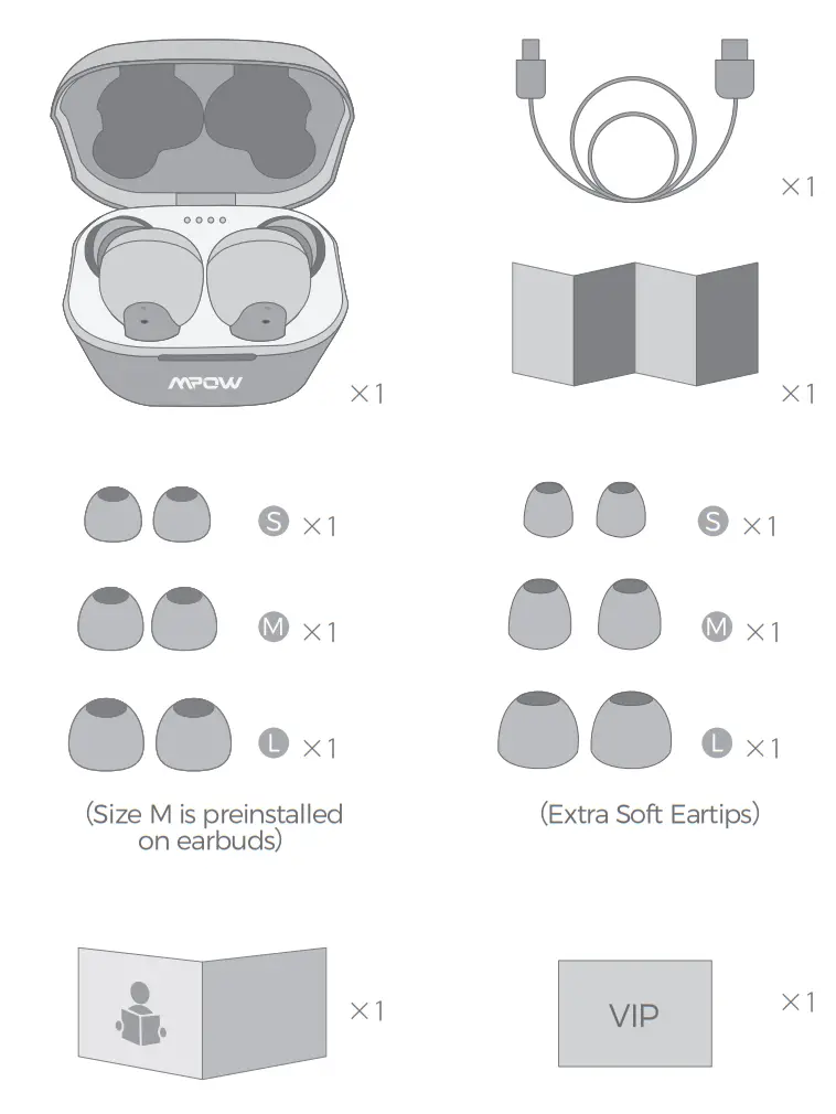 MPOW BH432B-1 True Wireless Earbuds - packing