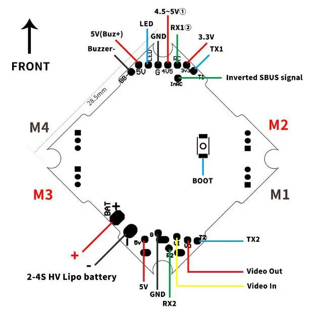 NameLessRC N47 FPV Racing Drone - Pins Assignment