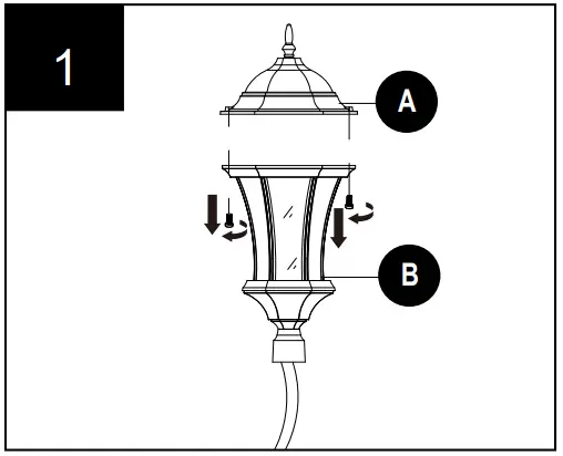 LUTEC 7199601012 Single Head Light Post Lantern - Remove the preassembled