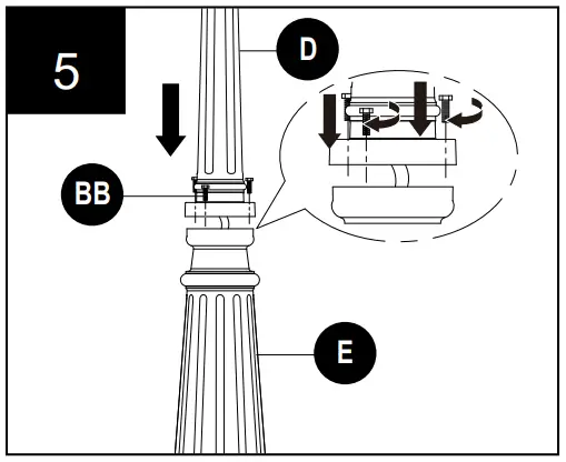 LUTEC 7199601012 Single Head Light Post Lantern - Secure the middle pole