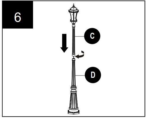 LUTEC 7199601012 Single Head Light Post Lantern - middle pole