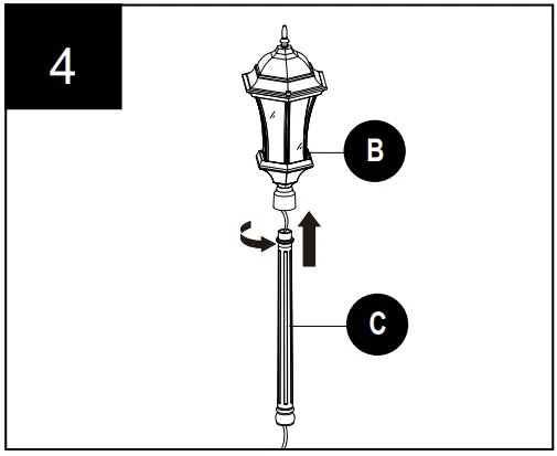 LUTEC 7199601012 Single Head Light Post Lantern - through the